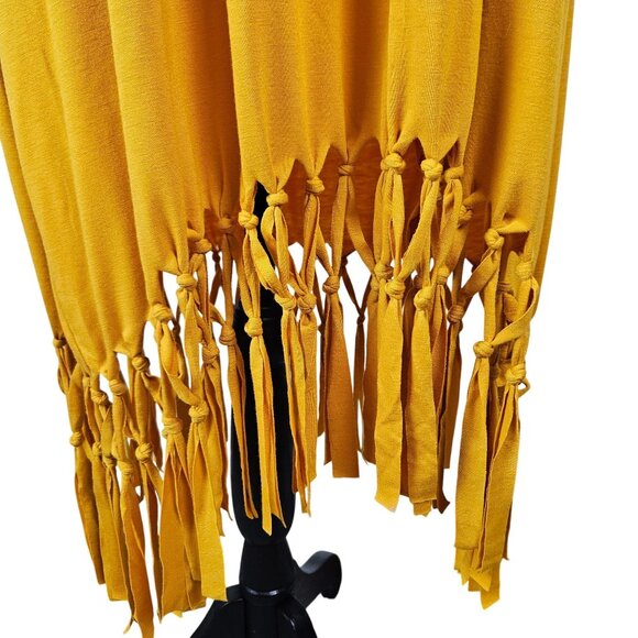 Womens Plus Size 3XL Mustard Yellow Sleeveless Cover Up Dress Fringe Hem Beach - Picture 7 of 9